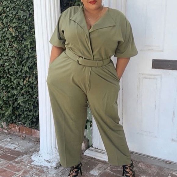 Soncy Pants - SONCY CROSS OVER JUMPSUIT WITH BELT Olive Green Size 26 NWT SONCY Vanity Size 4